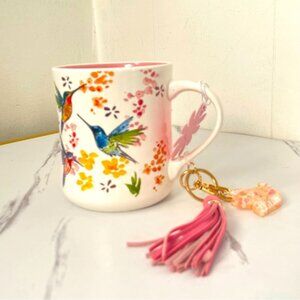 NEW Colorful Hummingbirds Coffee Tea Mug Cup 20 Oz Ceramic with Keychain.